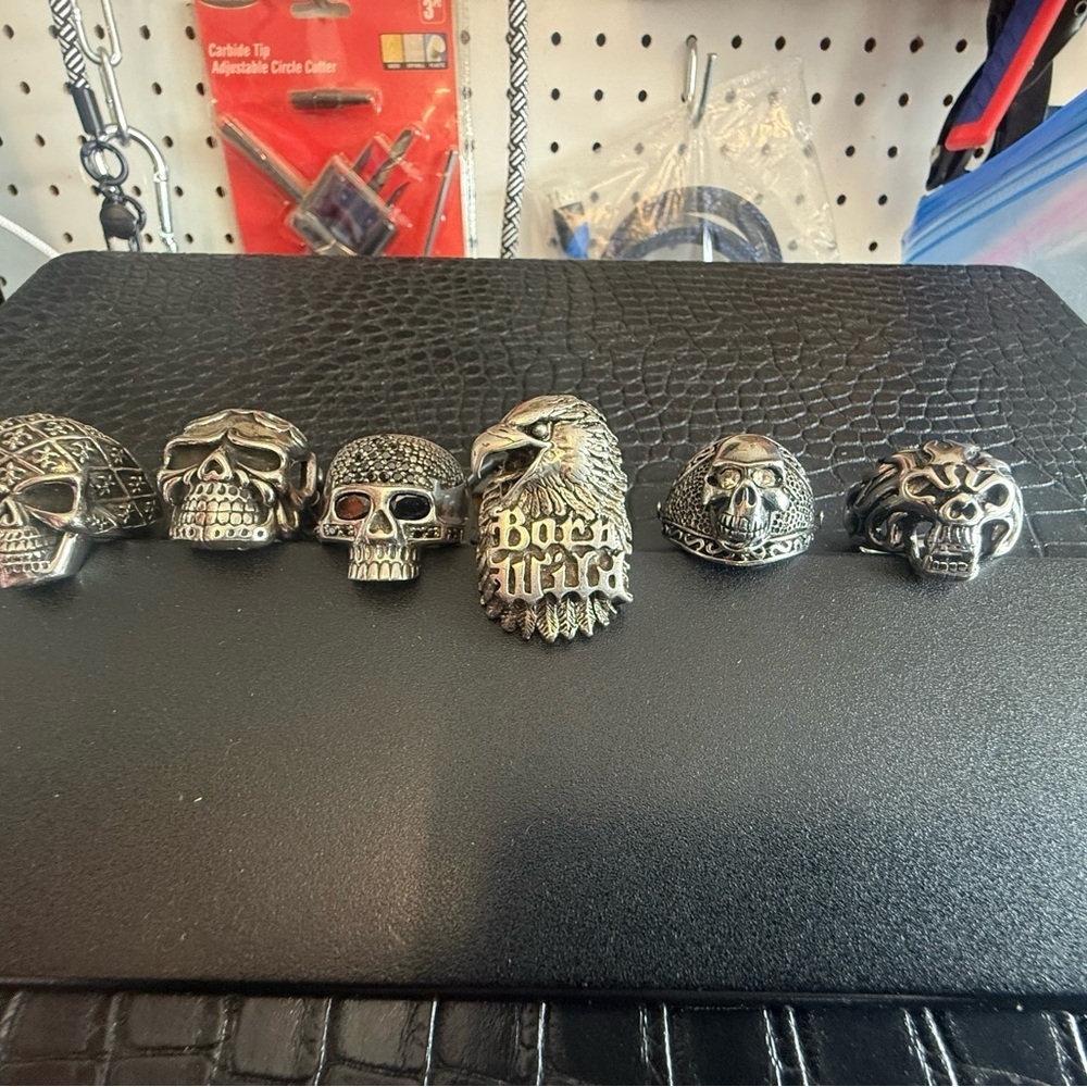 Stainless Steel Biker Skull Ring - Picture 3 of 5